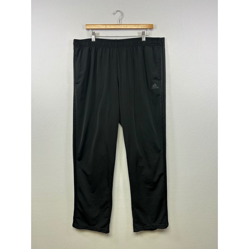 Athleisure Adidas Mens 2XL Black Straight Leg 3-Stripe Track Pants Activewear‎